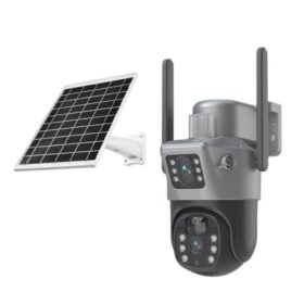 Double Lens Single Panel Solar Camera Grey Wifi